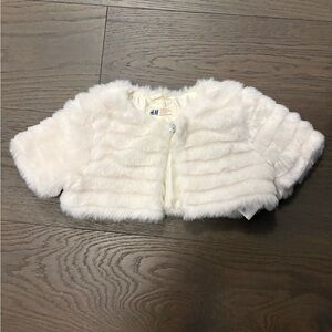 H&M gorgeous girls white bolero fur coat 3T NWT ret $79